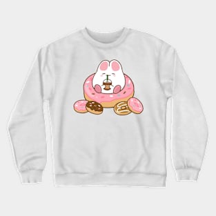 Bunny loves Coffee and Donuts cream Crewneck Sweatshirt